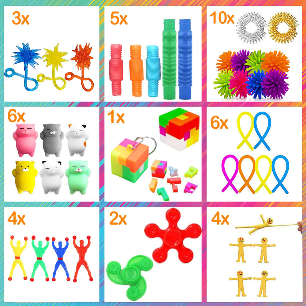 AF Top Sellers 70 Pack Sensory Fidget Toys Set 70 Pack Anti Stress Autism Sensory Toys for Autistic Children Fidget Toy Pack Set