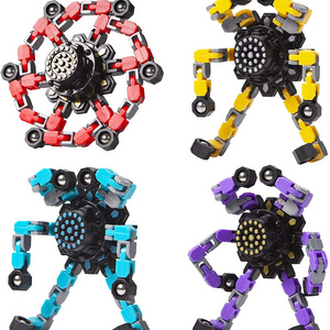 TT20Funny Finger Chain Robot Toy Deformed Mechanical Spiral Twister Fingertip Mechanical Creative Fidget Spinner for Kids Adults