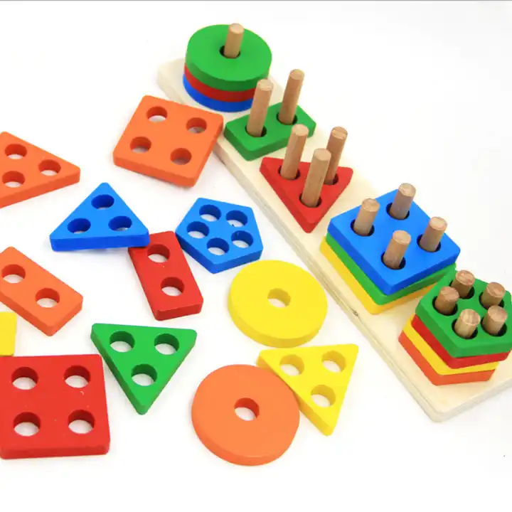 Hot Sell Montessori Toys for 1 2 3 Years Old Boys Girls Wooden Sorting Stacking Toys for Toddlers Wooden Sorting Stacking Toys