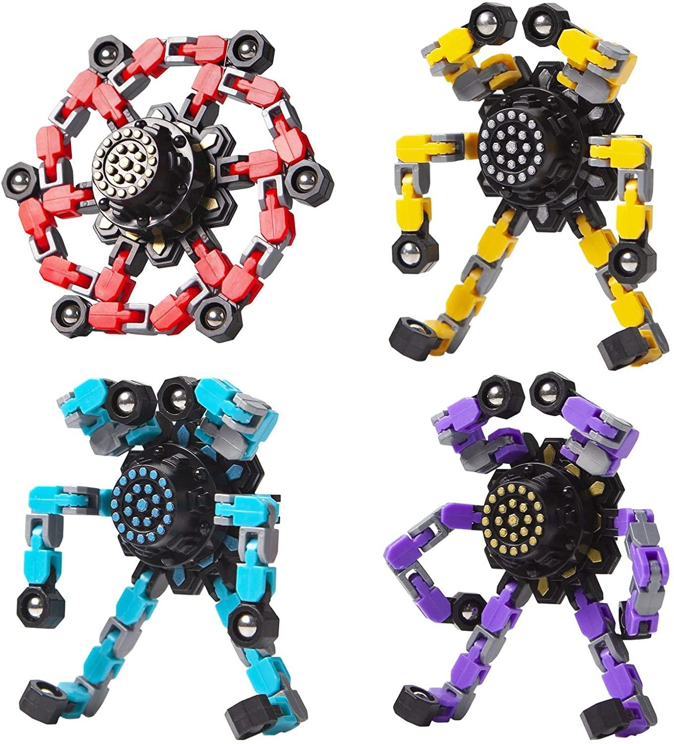 TT20Funny Finger Chain Robot Toy Deformed Mechanical Spiral Twister Fingertip Mechanical Creative Fidget Spinner for Kids Adults