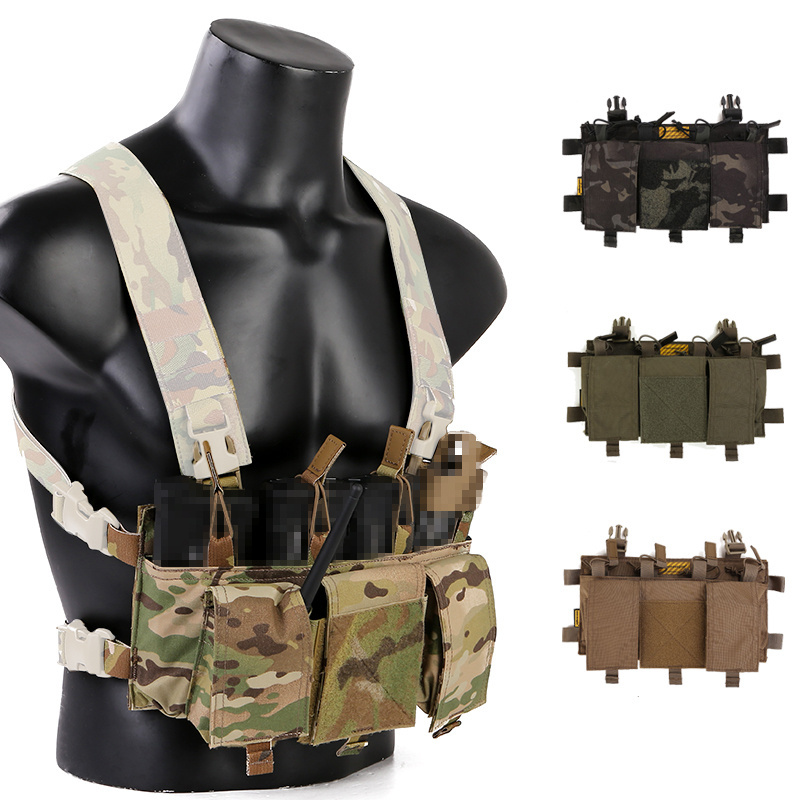 Emersongear 500D Cordura Nylon Multicam Tactical Quadruple 5.56 Chest Hanging Loadable Tactical Vest Panels Pouch With MF Style