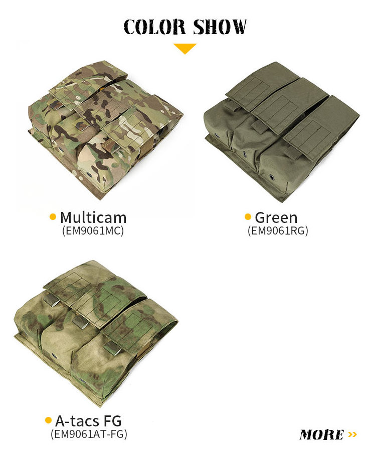 Emersongear 500D Cordura Nylon Camouflage Mag Pouch Multicam AK 7.62 Triple Tactical Gear Magazine Pouch With LBT Style