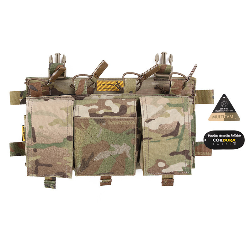 Emersongear 500D Cordura Nylon Multicam Tactical Quadruple 5.56 Chest Hanging Loadable Tactical Vest Panels Pouch With MF Style