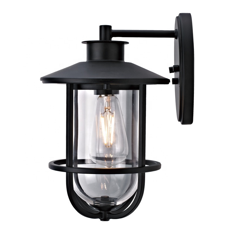 New design outdoor 1 light wall light bronze Finish clear Glass shade LED lighting fixture