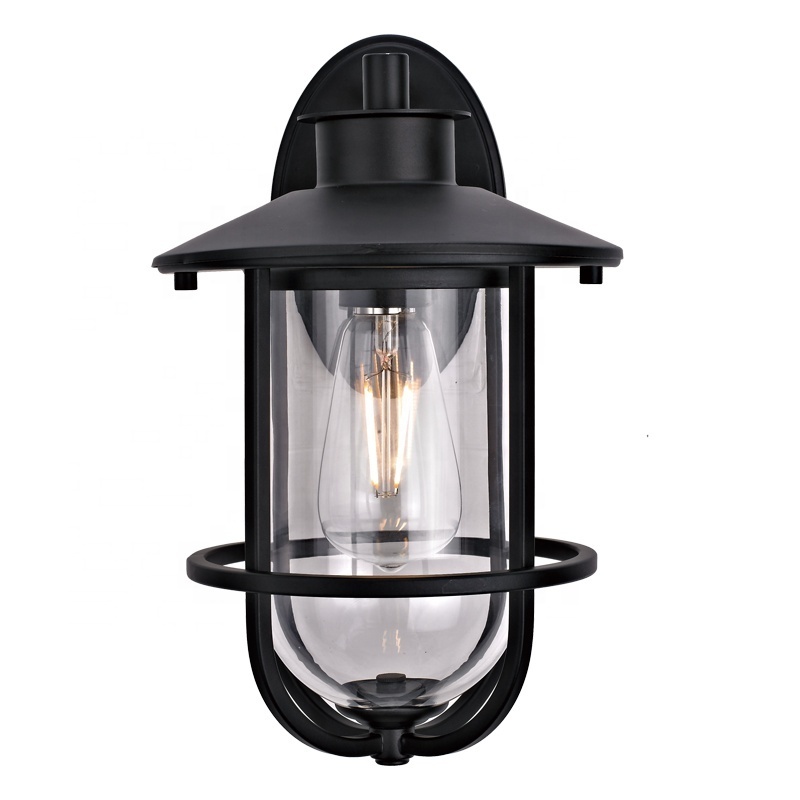 New design outdoor 1 light wall light bronze Finish clear Glass shade LED lighting fixture