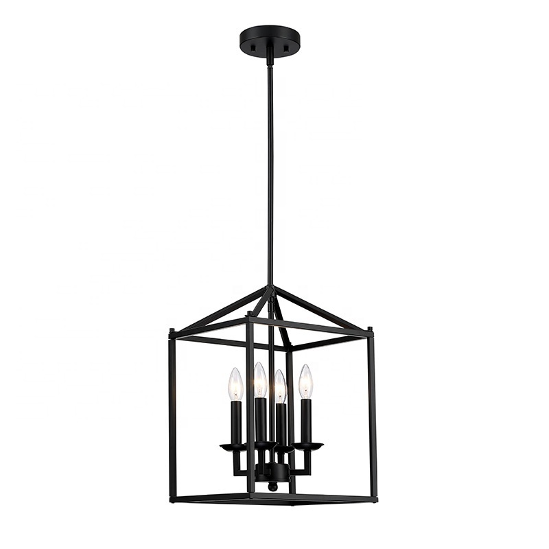 Wholesale Farmhouse Industrial Pendant Light Rustic Lantern Chandelier Black Kitchen Lighting Fixture