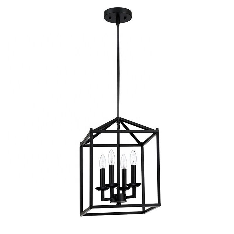 Wholesale Farmhouse Industrial Pendant Light Rustic Lantern Chandelier Black Kitchen Lighting Fixture