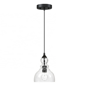 Modern Chandelier & pendant light seeded glass shade black ceiling mount mini-pendant light