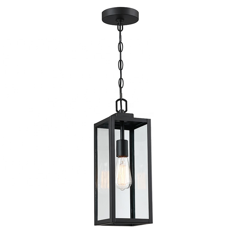 Outdoor Pendant Light with chandeliers & pendant lights Exterior Outdoor ceiling lighting with Black Finish clear glass