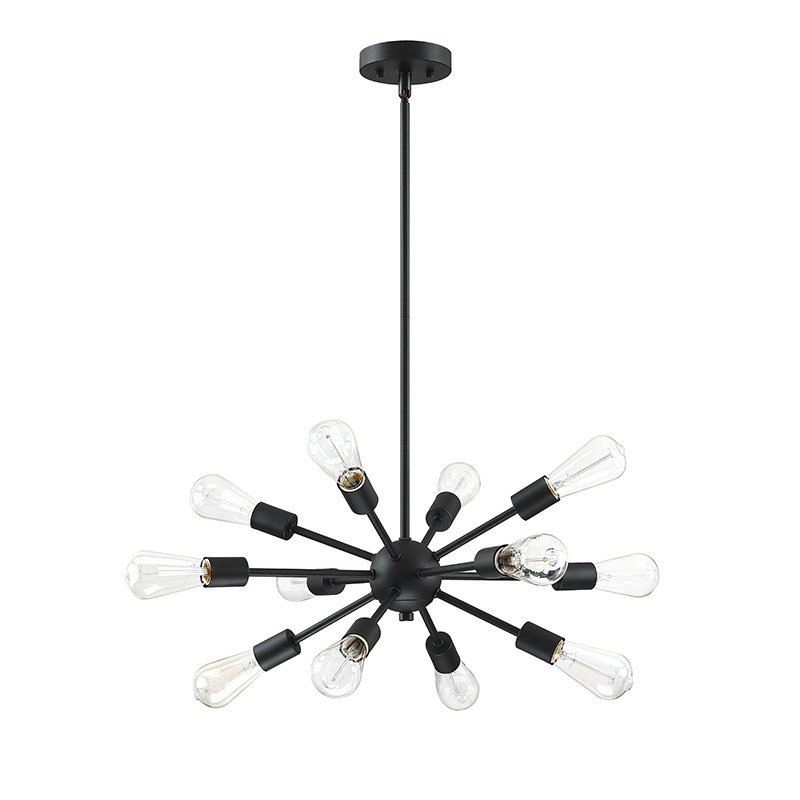 Sputnik Chandelier Black Adjustable Modern Hanging Lamp Industrial Pendant Lighting LED Ceiling Light Fixture