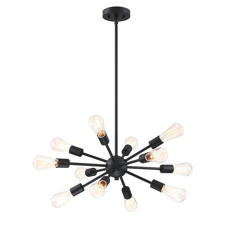 Sputnik Chandelier Black Adjustable Modern Hanging Lamp Industrial Pendant Lighting LED Ceiling Light Fixture