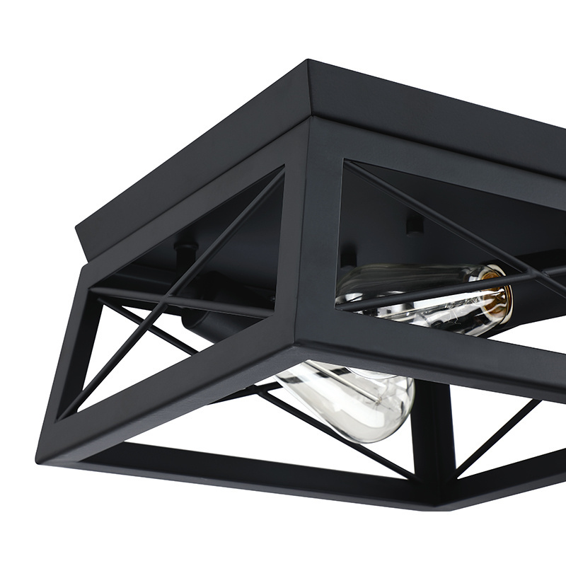 Wrought Studio Fixture Black Finish Farmhouse Ceiling Light Balcony Flush Mount Ceiling Light