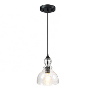 Modern Chandelier & pendant light seeded glass shade black ceiling mount mini-pendant light round pendent light