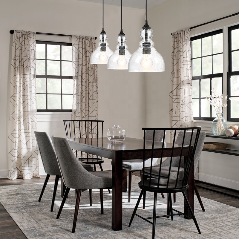 Modern Chandelier & pendant light seeded glass shade black ceiling mount mini-pendant light round pendent light