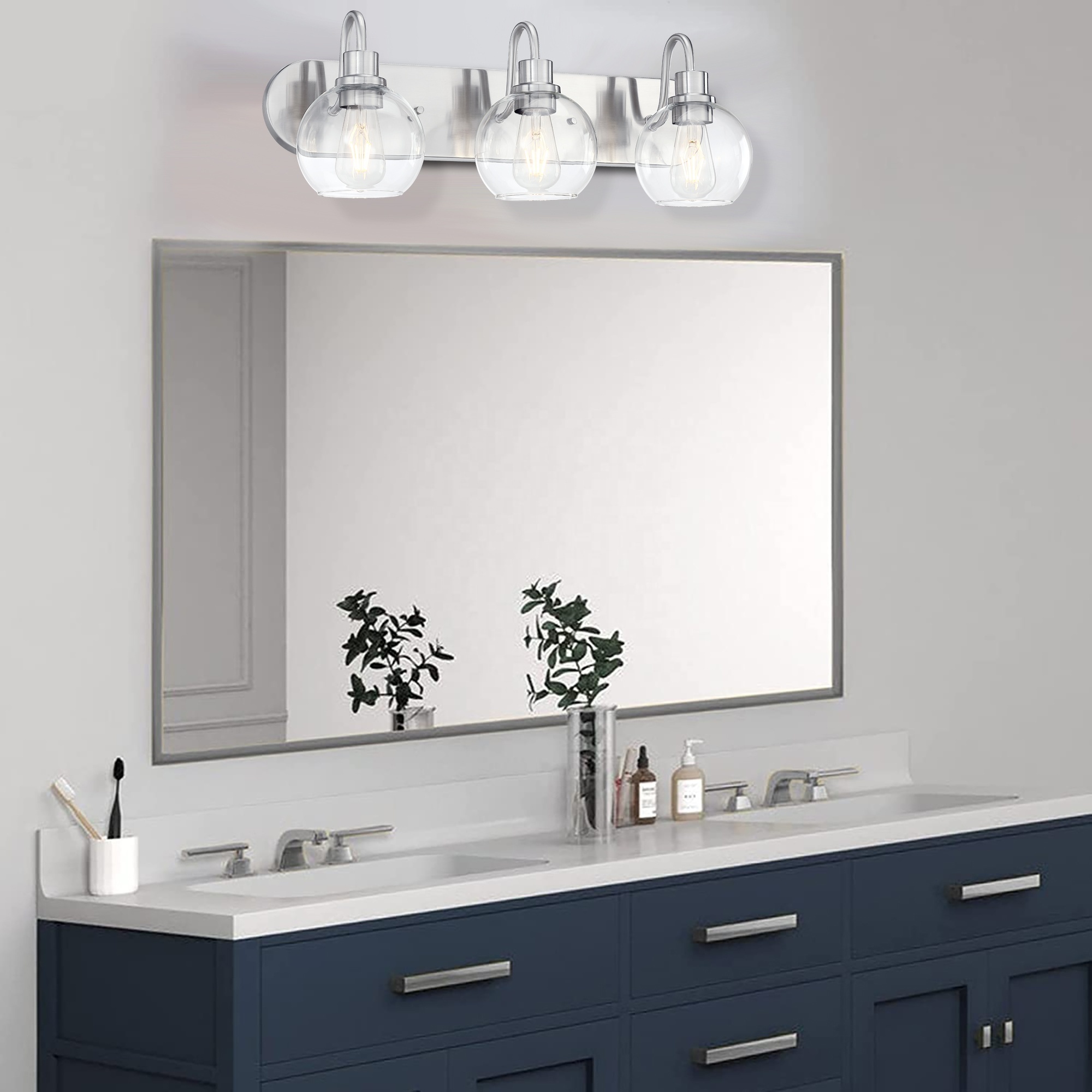 Modern bathroom Vanity lights clear glass brushed nickel wall lamps vanity light fixtures led light bathroom