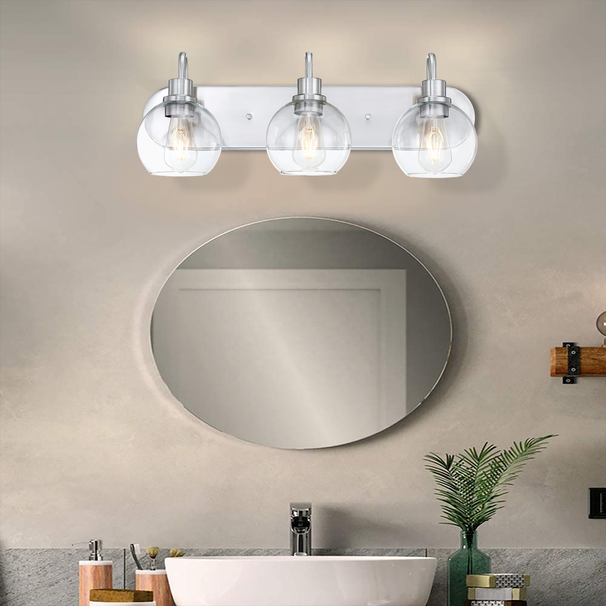 Modern bathroom Vanity lights clear glass brushed nickel wall lamps vanity light fixtures led light bathroom