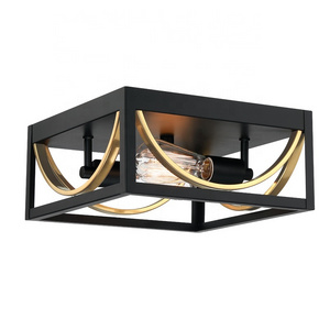 Modern Ceiling lights Fixtures Industrial Flush Mount Ceiling Light for home ceiling lamp black frame soft gold accent