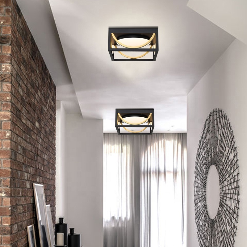 LED Ceiling light Modern home lighting fixtures flush mount plastic shade and black soft gold ceiling lights