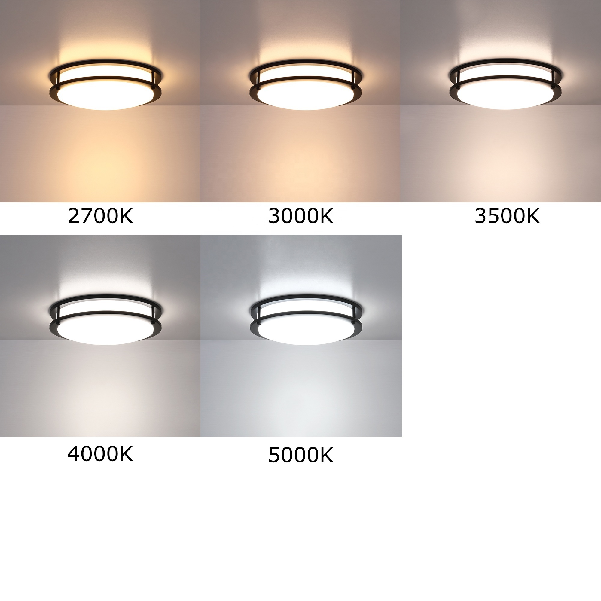 5CCT LED Flush mount semi-flush mount plastic shade bronze black finish ceiling light steel ring