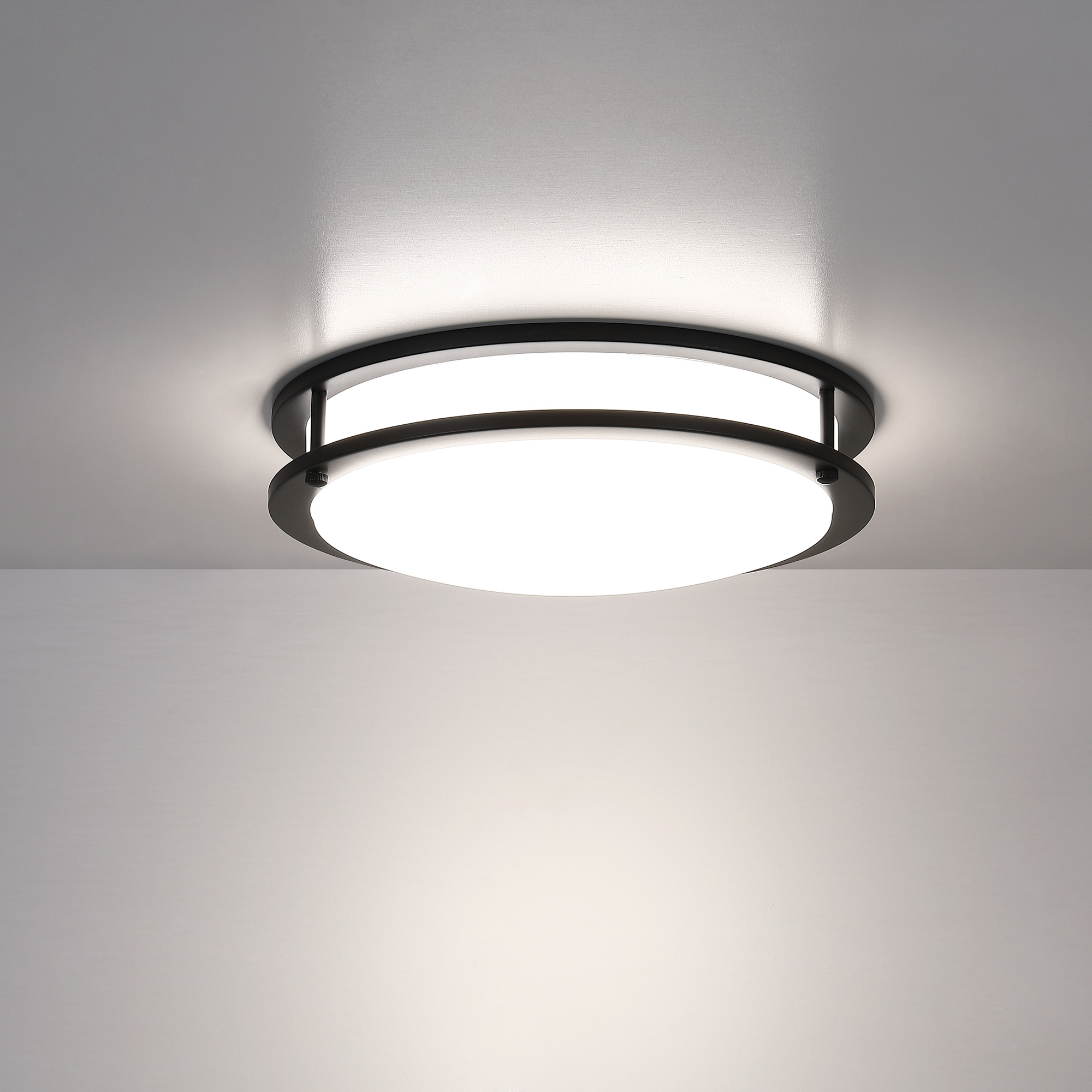 5CCT LED Flush mount semi-flush mount plastic shade bronze black finish ceiling light steel ring