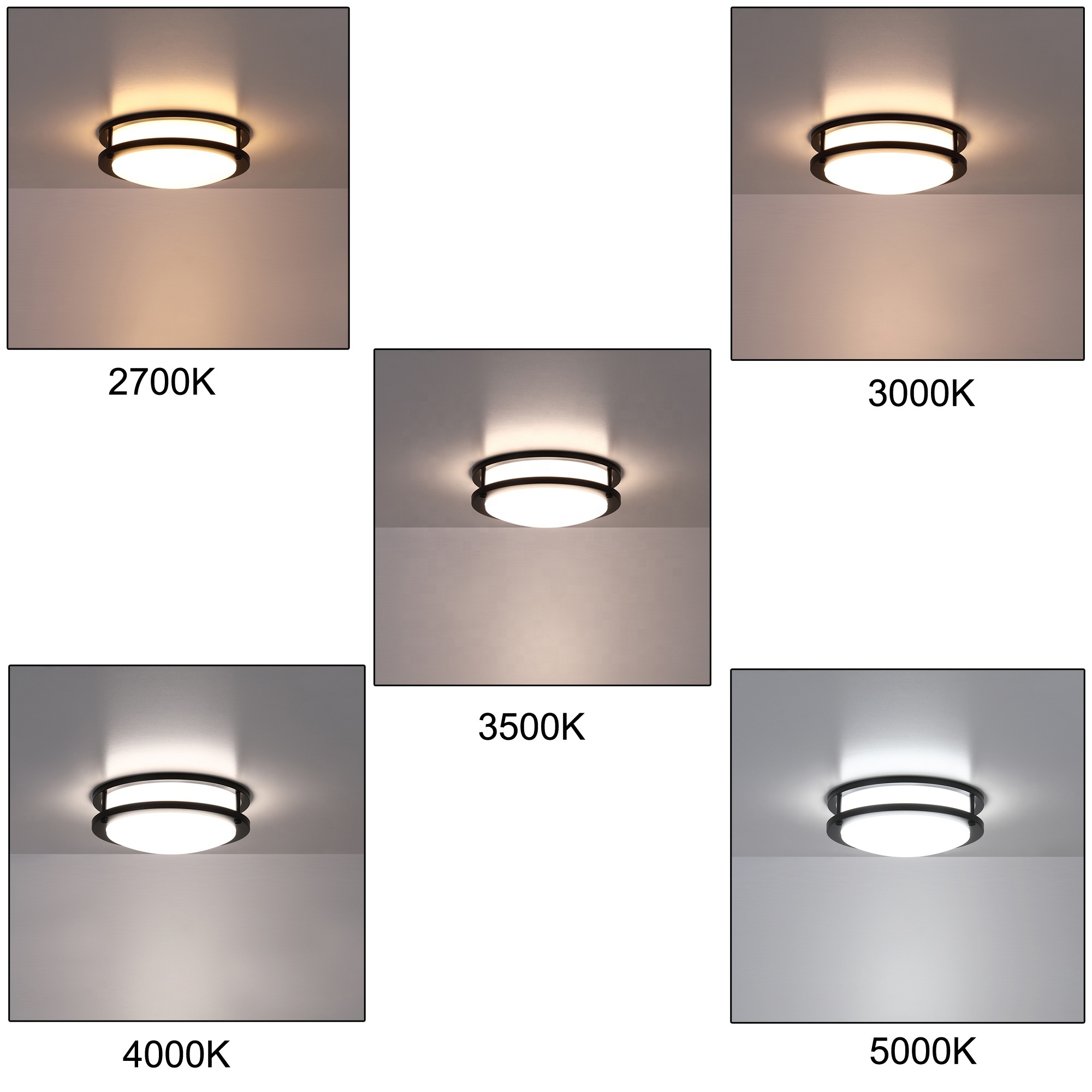 LED Flush mount semi flush mount glass plastic shade steel and bronze black finish LED ceiling light