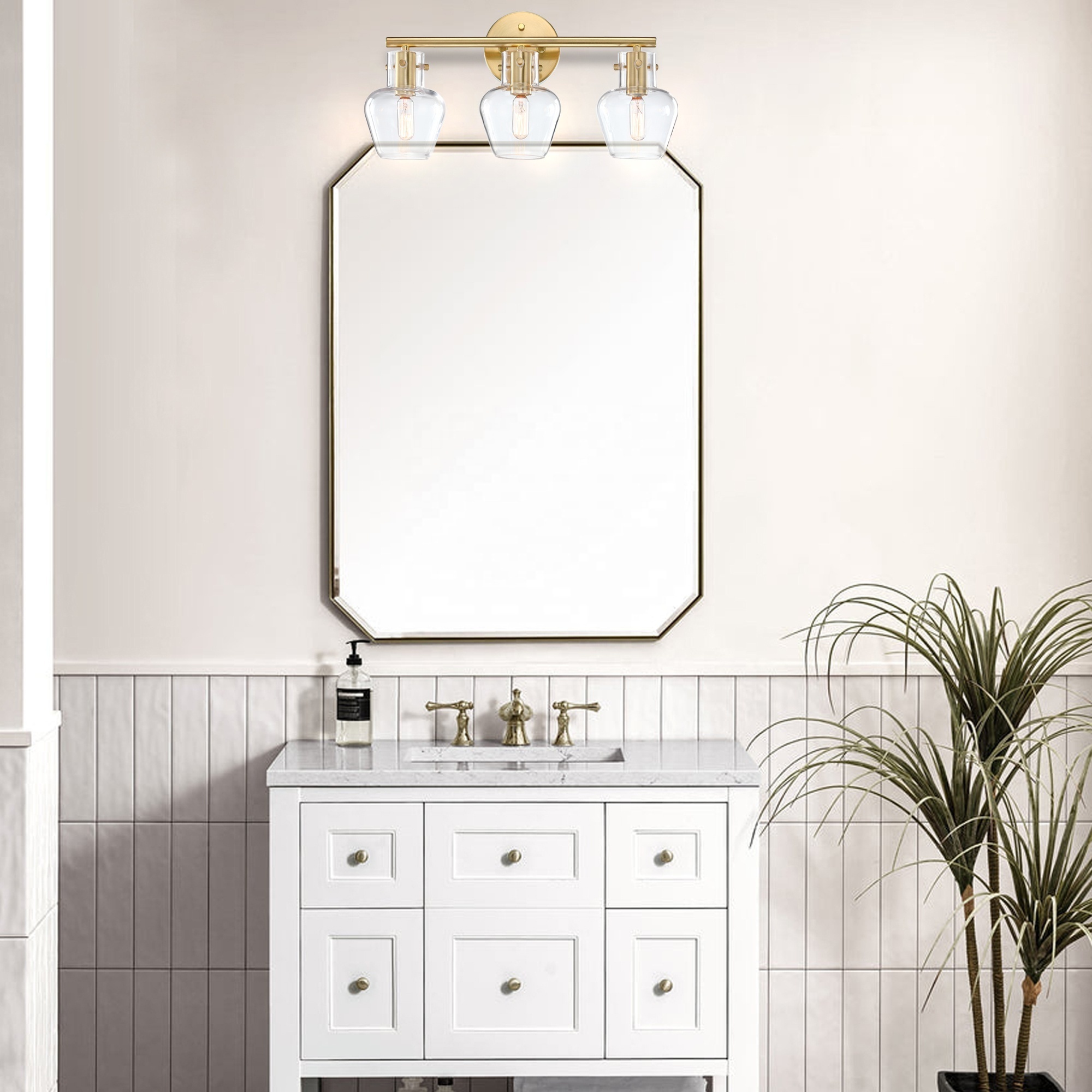 Modern LED vanity lights clear glass gold color wall lamps vanity mirror with led light bathroom light vanity bathroom