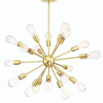 Sputnik Chandelier 18-Lights Industrial soft gold finish Starburst Pendant lighting Mid Century Kitchen Dining Room Bedroom