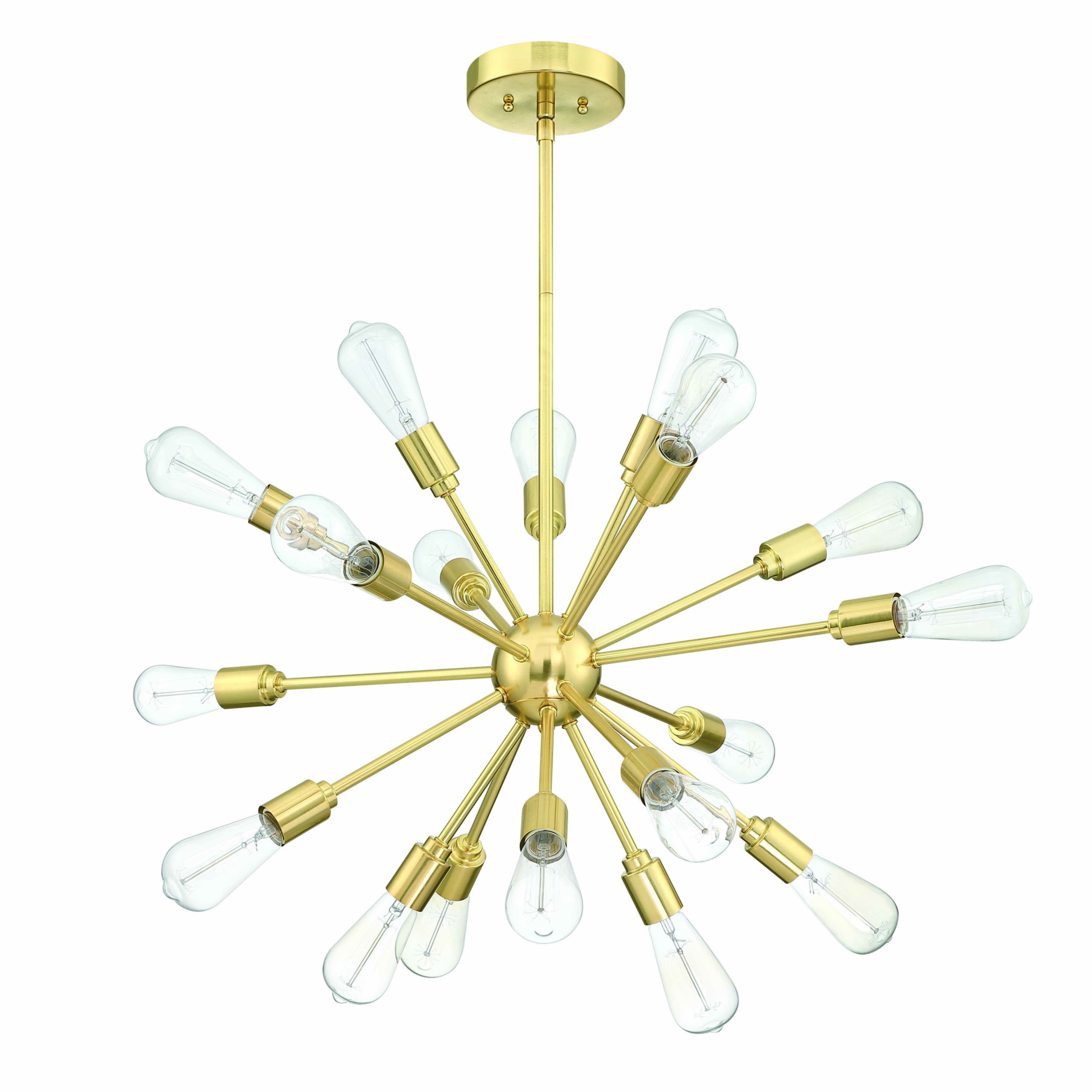 Sputnik Chandelier 18-Lights Industrial soft gold finish Starburst Pendant lighting Mid Century Kitchen Dining Room Bedroom