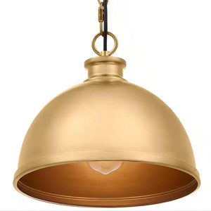 Pendant 1-Light farmhouse chandelier gold steel Round shade Modern Chandelier ceiling light Pendant Light for living room