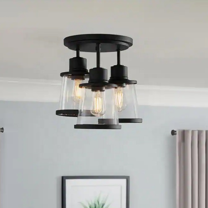 Semi flush mount ceiling light 3-Light farmhouse ceiling light  Modern flush mount surface Lamp for living room