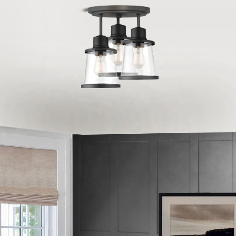 Semi flush mount ceiling light 3-Light farmhouse ceiling light  Modern flush mount surface Lamp for living room