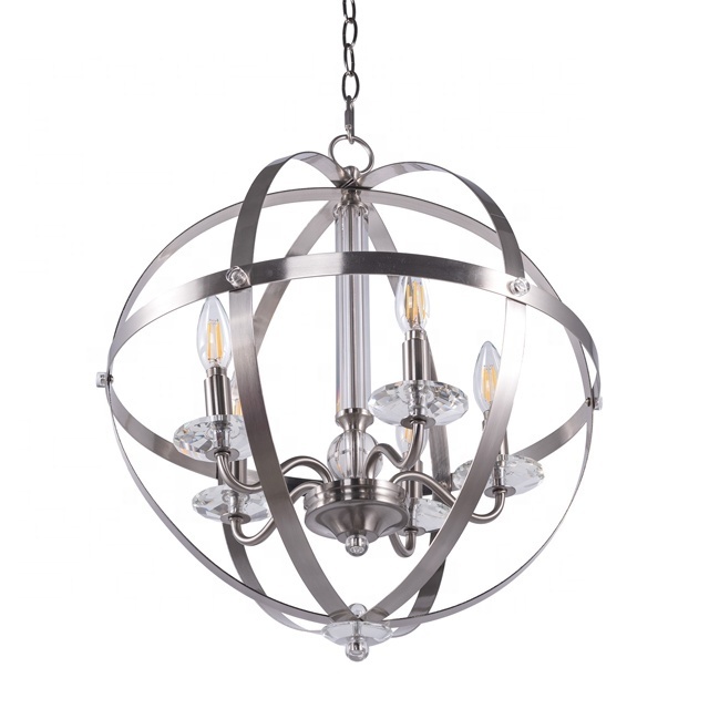 farmhouse style 5-light hanging Modern Orb Chandelier Sphere Pendant Light Fixtures Foyer Kitchen Dining room