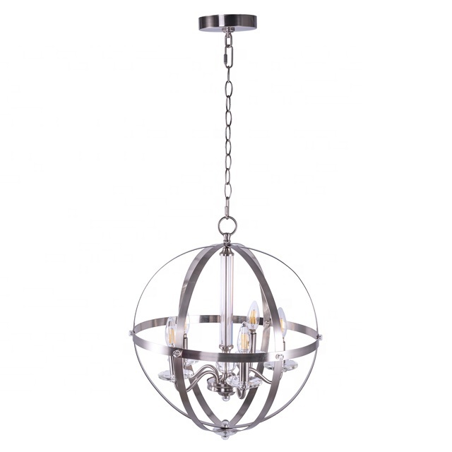 farmhouse style 5-light hanging Modern Orb Chandelier Sphere Pendant Light Fixtures Foyer Kitchen Dining room