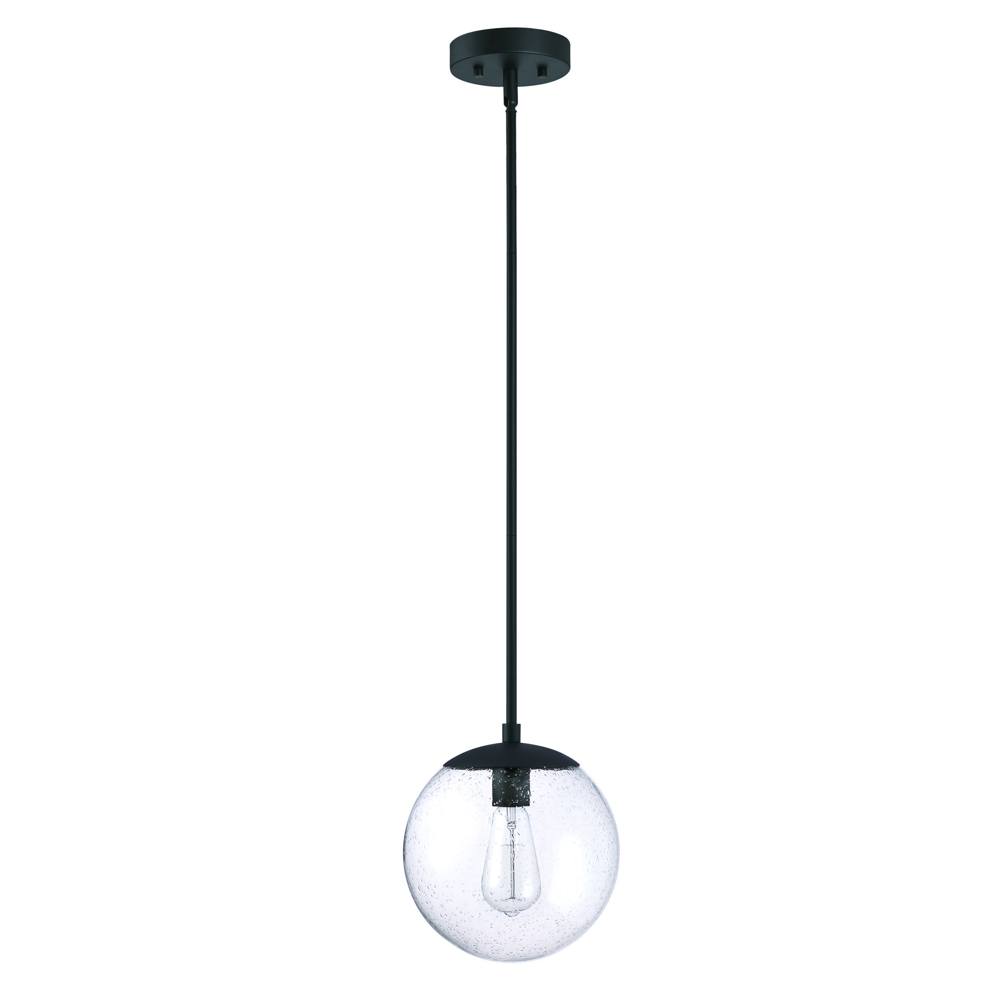 Modern adjustable 1-light Fin Pendant light black finish Seeded Globe Glass Shade indoor Kitchen Hallway Bedroom Dining Room