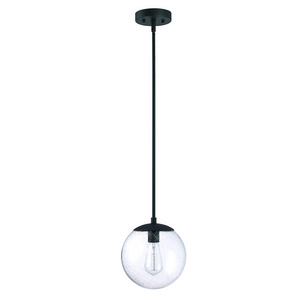 Modern adjustable 1-light Fin Pendant light black finish Seeded Globe Glass Shade indoor Kitchen Hallway Bedroom Dining Room