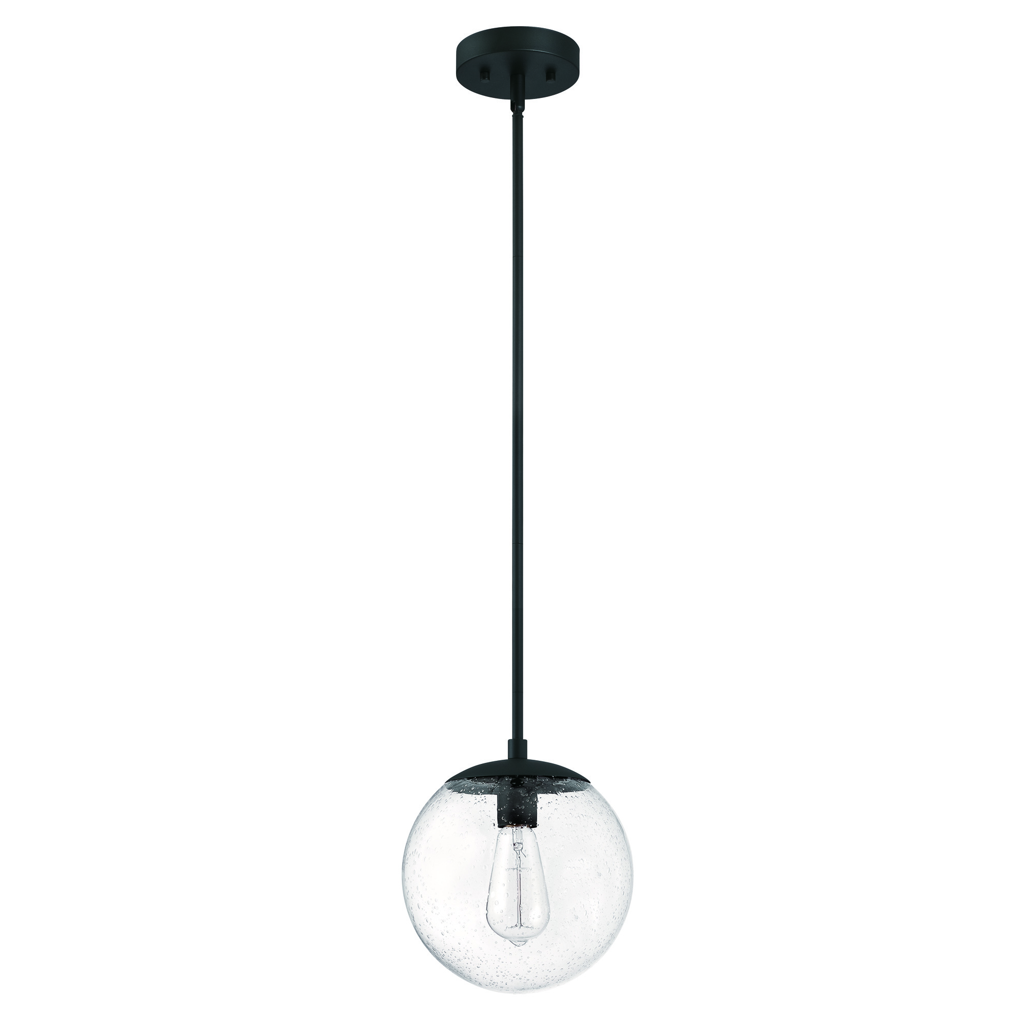 Modern adjustable 1-light Fin Pendant light black finish Seeded Globe Glass Shade indoor Kitchen Hallway Bedroom Dining Room