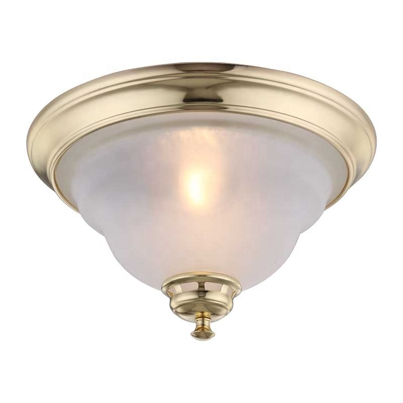 Modern 2-Light Ceiling light Polished Brass Finish Frosted Glass Shade 13 inch Hallway Living room Bedroom