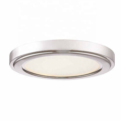 9" LED 5000K single kelvin LED flush mount plastic shade and brush steel finish LED ceiling lights