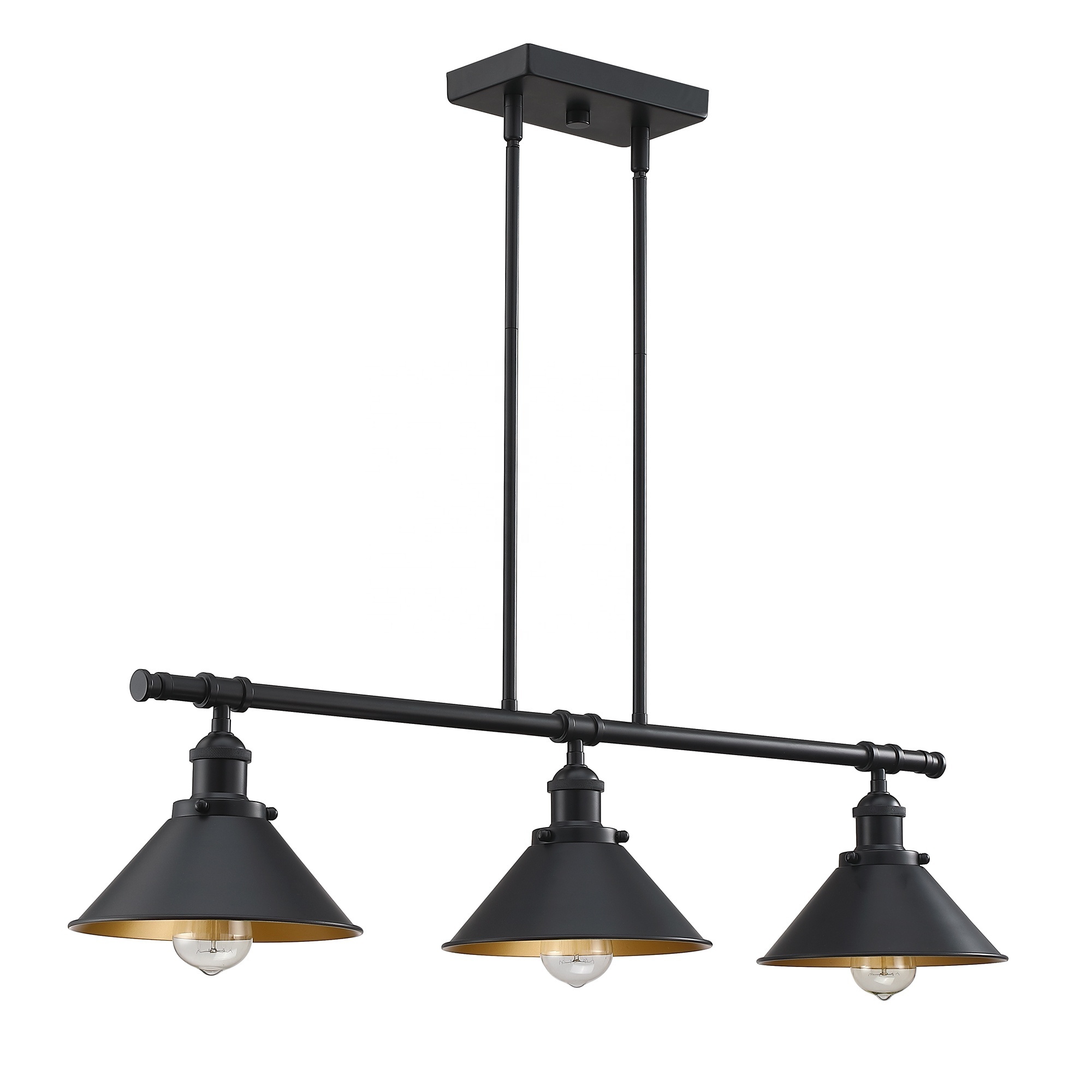 3-lights metal pendant light  Industrial Linear Chandelier Pendant Light Fixture black finish Kitchen Island Dining Room