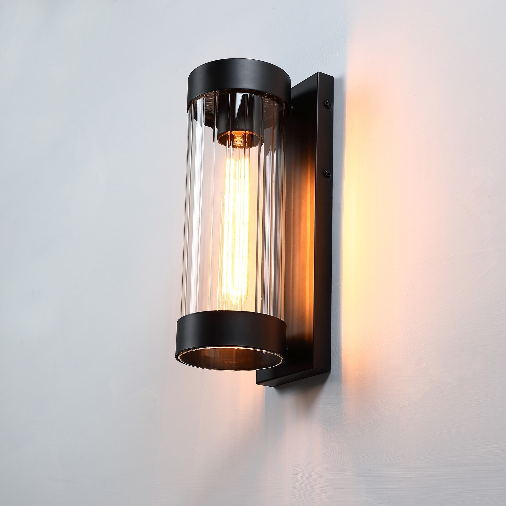 LED Outdoor wall lantern clear glass shade farmhouse black finish Garden wall light exterior wall sconce outdoor