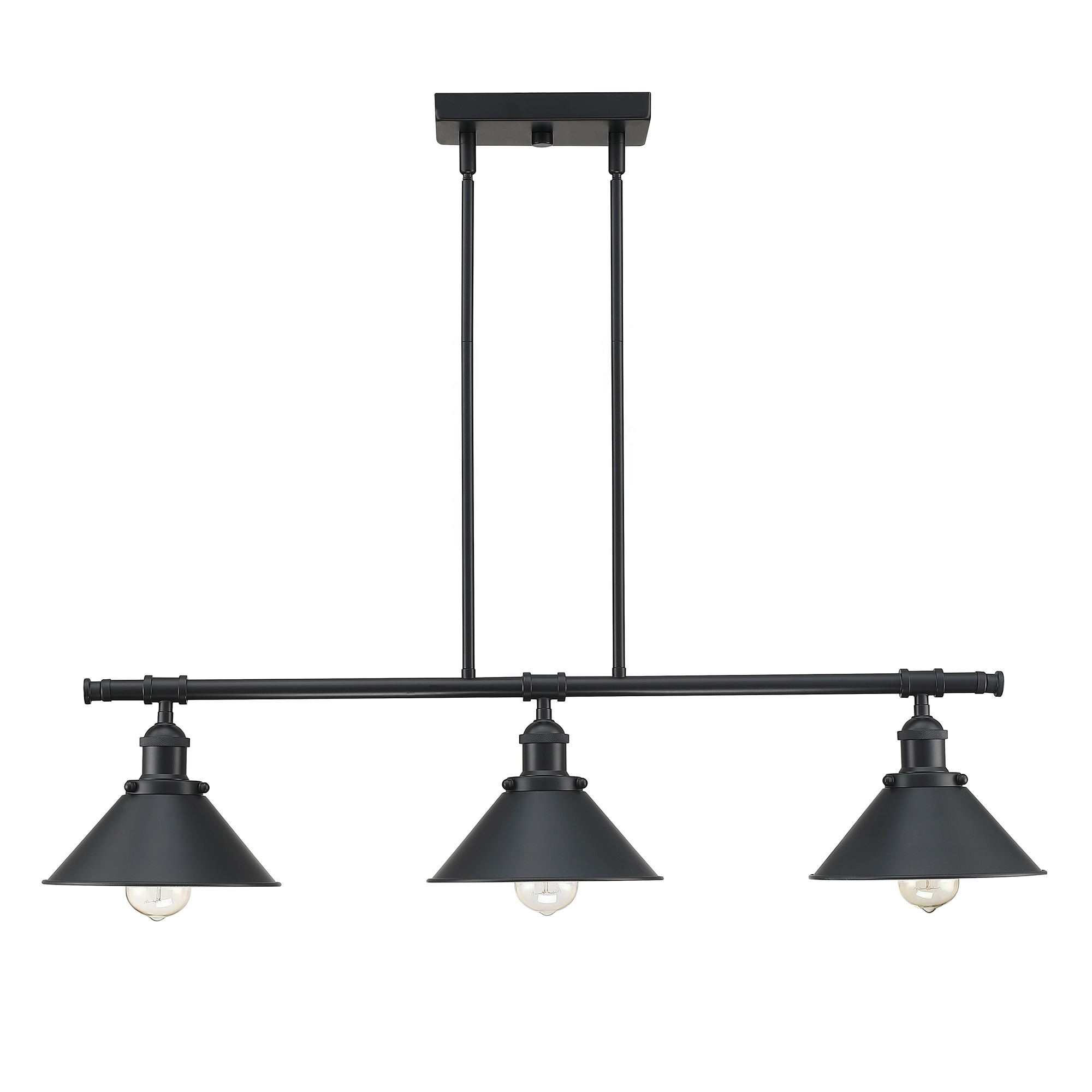 3-lights metal pendant light  Industrial Linear Chandelier Pendant Light Fixture black finish Kitchen Island Dining Room