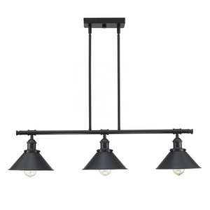 3-lights metal pendant light  Industrial Linear Chandelier Pendant Light Fixture black finish Kitchen Island Dining Room