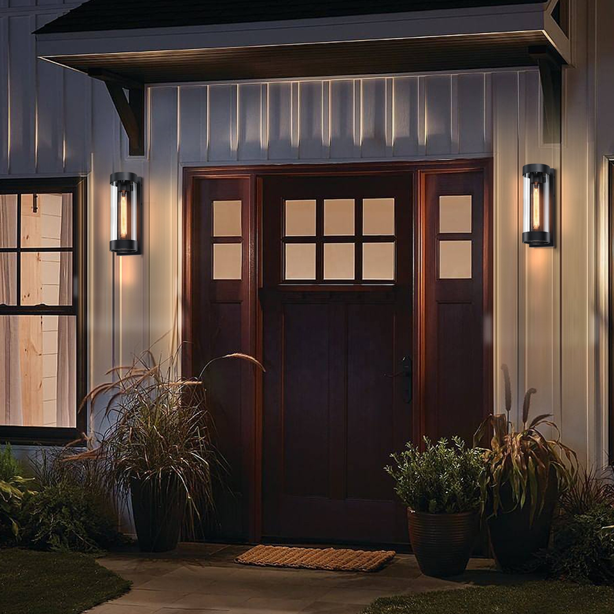 LED Outdoor wall lights clear glass shade farmhouse black finish Garden wall light exterior wall sconce outdoor