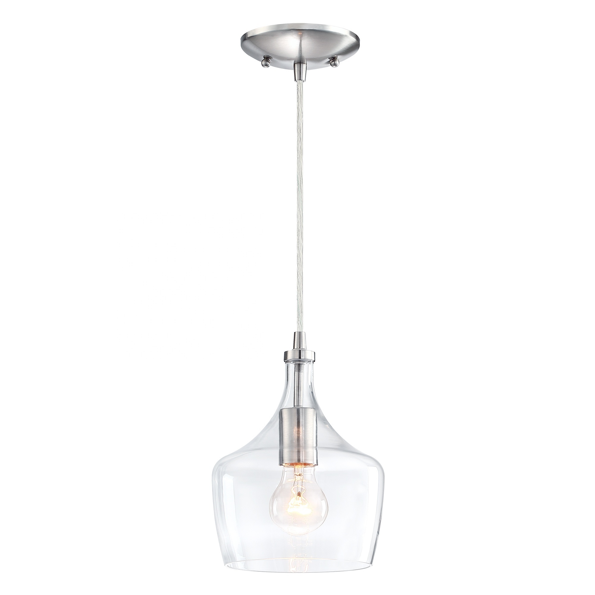 Wholesale brushed nickel modern chandelier Clear Glass mini pendant light ceiling fixture