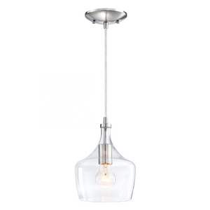 Wholesale brushed nickel modern chandelier Clear Glass mini pendant light ceiling fixture