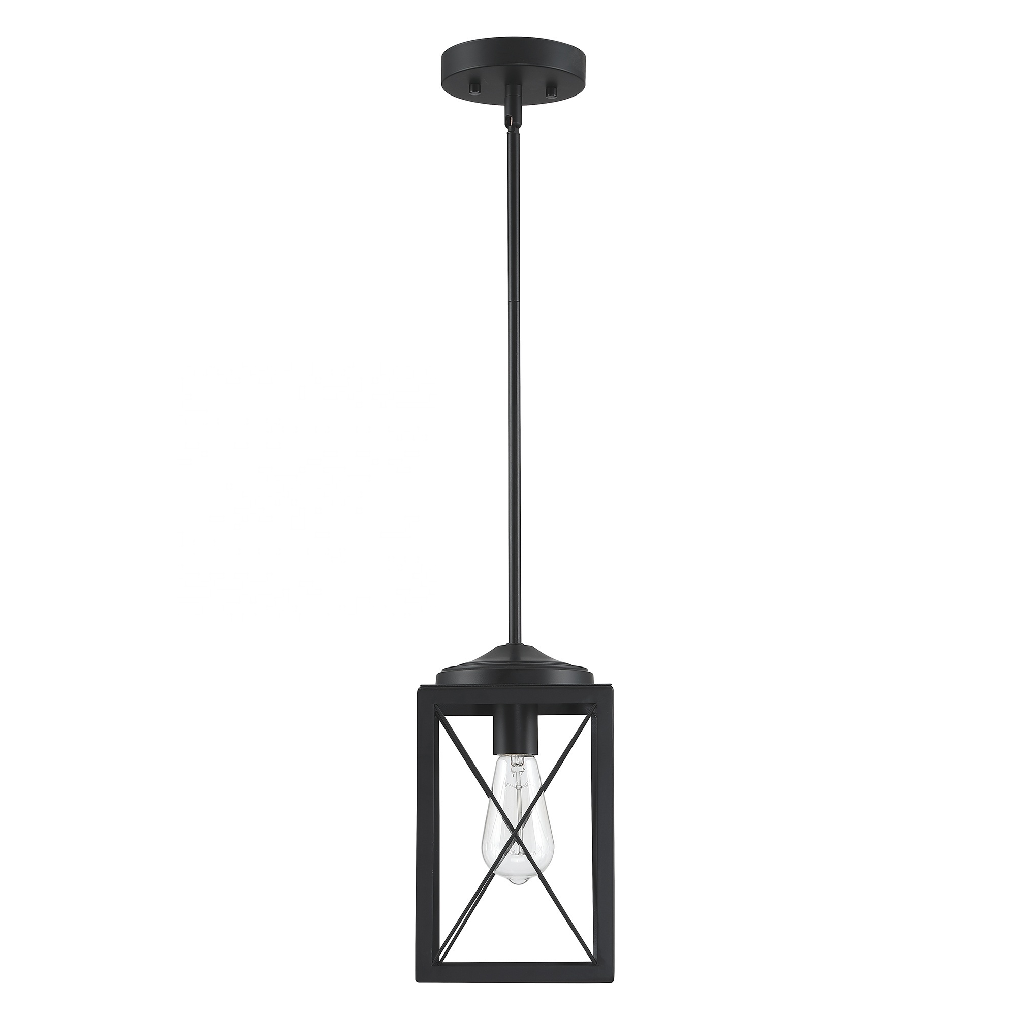 Farmhouse Modern Chandelier mini-Pendant Light Hanging Lantern black finish for Porch entryway bedroom pendants light