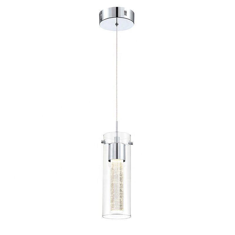 Modern Pendant Light Ceiling Light Fixture LED Hanging Light Chrome finish with Crystal clear Glass Kitchen living room