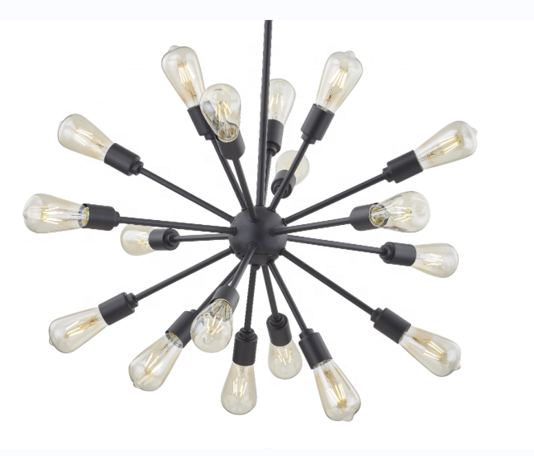 18-lights Sputnik Chandeliers Modern black finish pendant light Fixture Industrial Ceiling Hanging Dining Room K