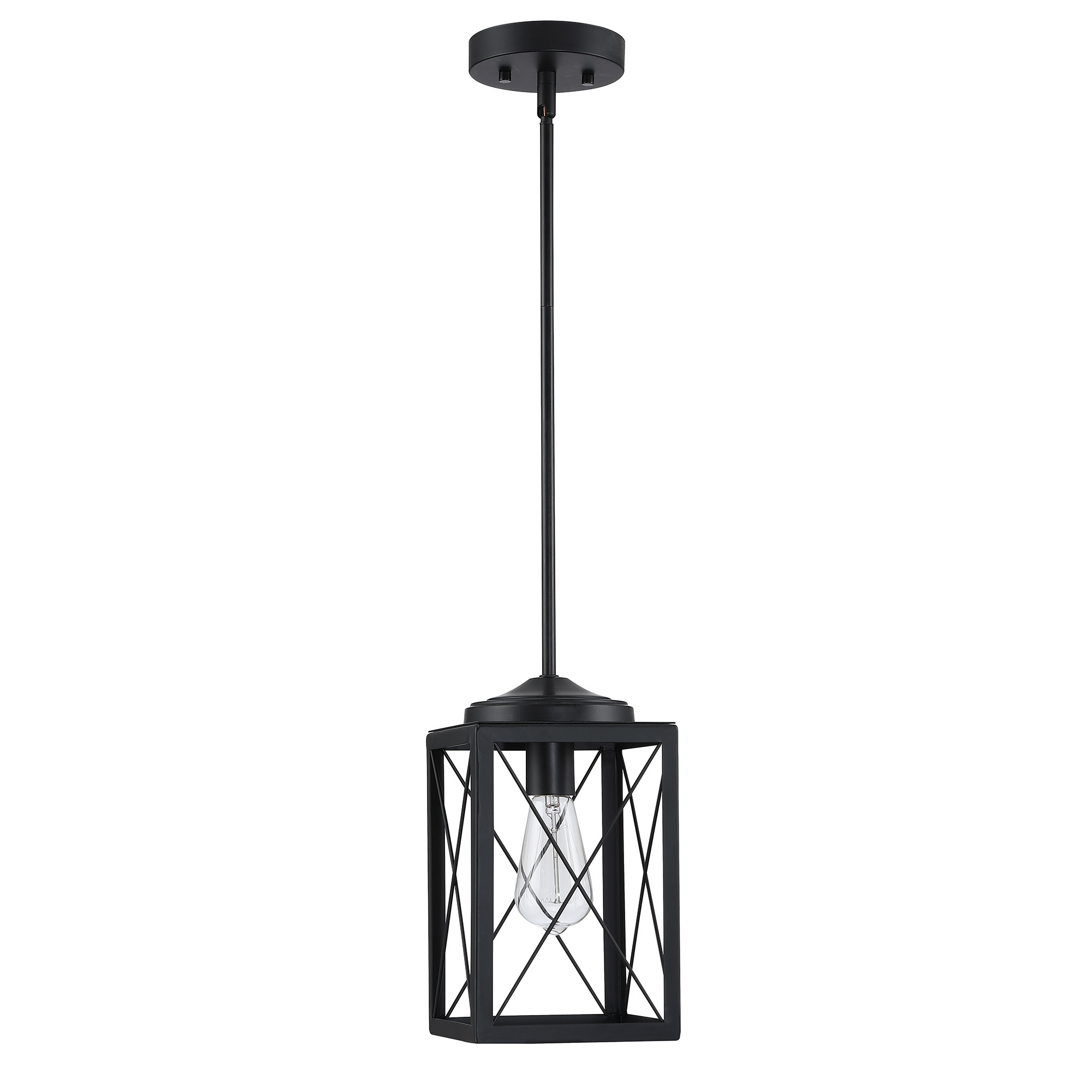 Farmhouse Modern Chandelier mini-Pendant Light Hanging Lantern black finish for Porch entryway bedroom pendants light