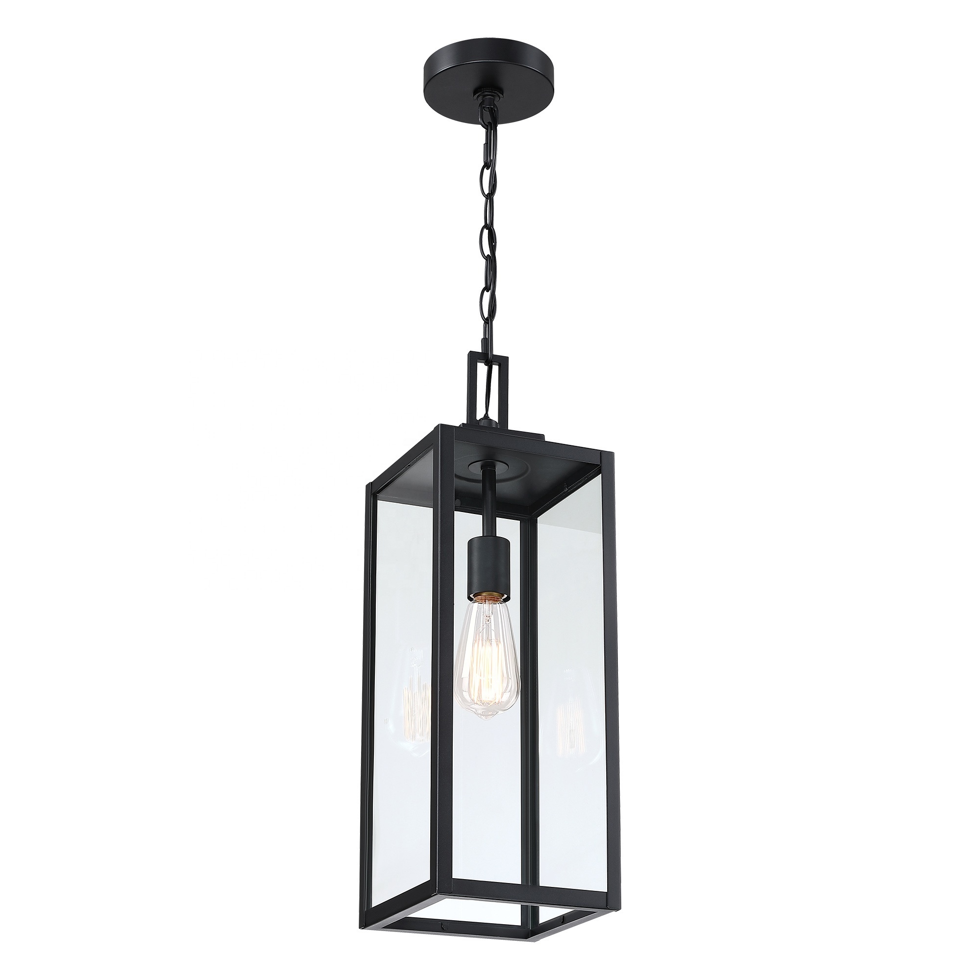 Outdoor Pendant Light Modern Exterior Hanging Lighting Waterproof Ceiling Mount Lamp Black finish Front Porch Entryway Doorway